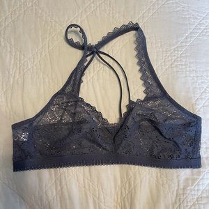 Gap Body Sheer Gray Blue Lace Bralette